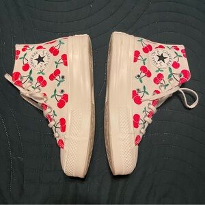 Converse Women's Cherry Canvas High-Tops - White and Red